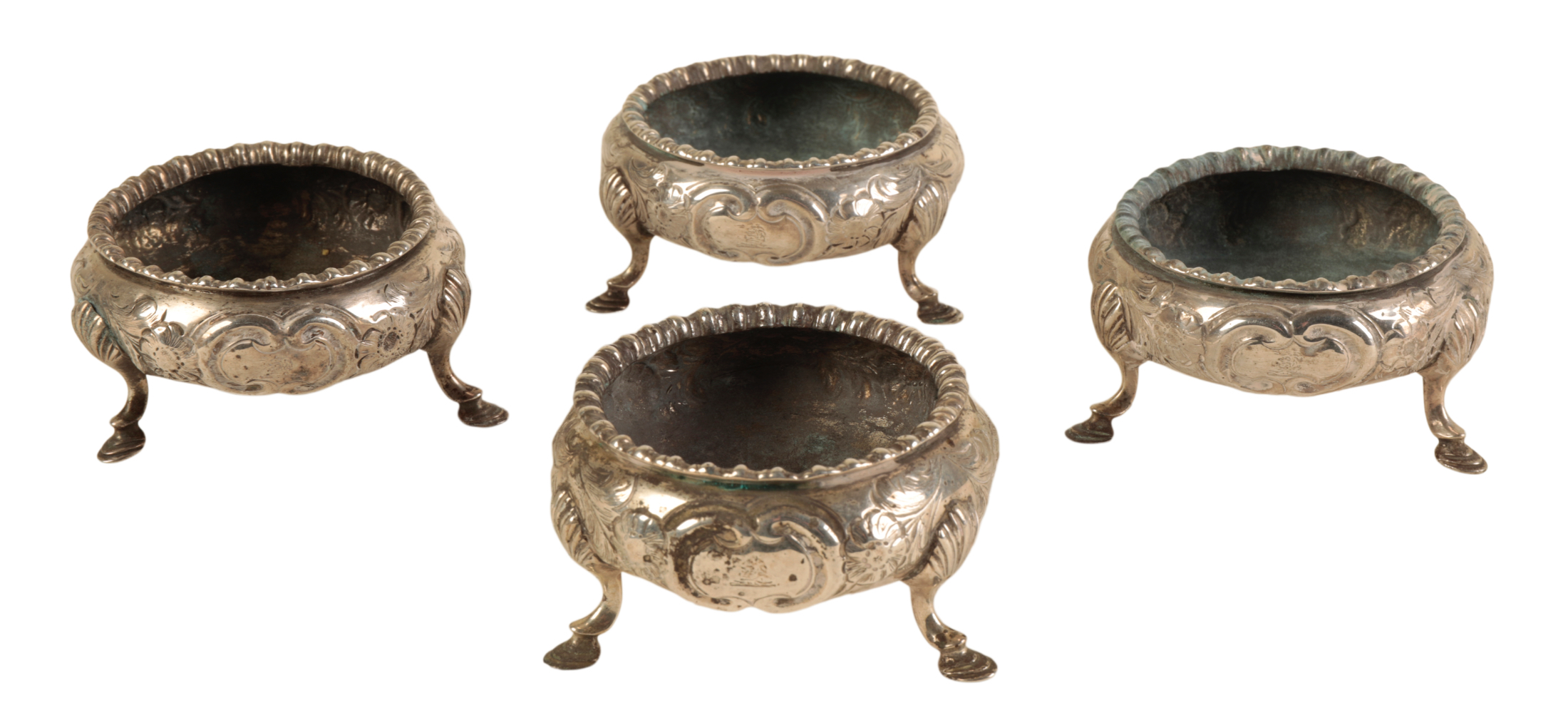 A SET OF FOUR VICTORIAN SILVER SALTS