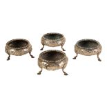 A SET OF FOUR VICTORIAN SILVER SALTS