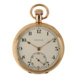 A VERTEX 9CT GOLD GENTLEMAN'S OPEN FACE POCKET WATCH