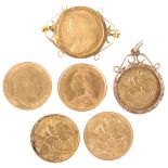 SIX GOLD HALF SOVEREIGNS