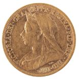 A 1900 QUEEN VICTORIAN GOLD HALF SOVEREIGN