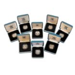 EIGHT ROYAL MINT SILVER PROOF ONE POUND COINS