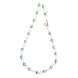 A TURQUOISE AND SEED PEARL NECKLACE