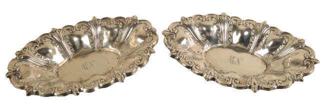 A PAIR OF EDWARD VII SILVER OVAL BONBON DISHES