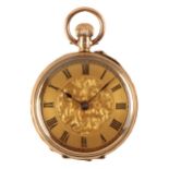 A 14CT GOLD FOB WATCH