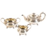 A GEORGE IV SILVER MATCHED THREE PIECE TEA SERVICE