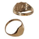 TWO 18CT GOLD SIGNET RINGS