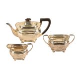 A GEORGE V SILVER THREE PIECE TEA SERVICE