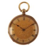 A 18CT GOLD OPEN FACE POCKET WATCH