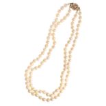 A DOUBLE STRAND CULTURED PEARL NECKLACE