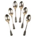A SET OF SIX VICTORIAN SILVER FIDDLE AND THREAD PATTERN TEASPOONS