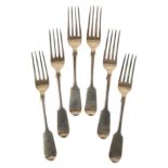 A SET OF SIX VICTORIAN SILVER FIDDLE PATTERN DESSERT FORKS