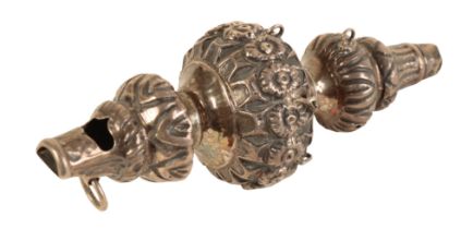 A VICTORIAN SILVER RATTLE
