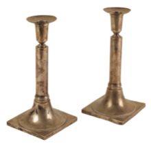 PAIR OF 19TH CENTURY CONTINENTAL WHITE METAL CANDLESTICKS