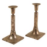 PAIR OF 19TH CENTURY CONTINENTAL WHITE METAL CANDLESTICKS