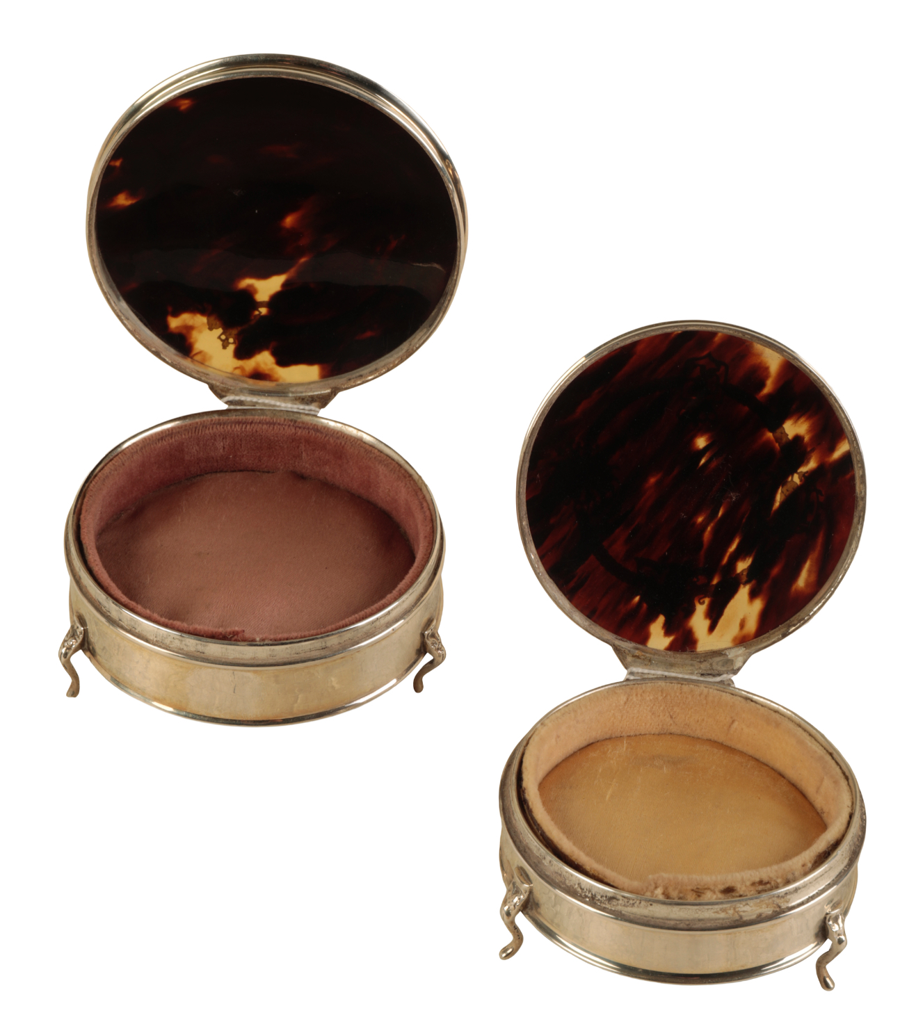 A PAIR OF GEORGE V SILVER AND TORTOISESHELL TRINKET BOXES - Image 2 of 2