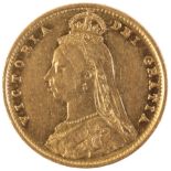 AN 1887 QUEEN VICTORIA HALF SOVEREIGN