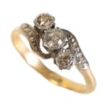 A THREE STONE DIAMOND RING