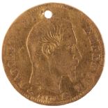 AN 1857 NAPOLEON III GOLD FIVE FRANCS PENDANT