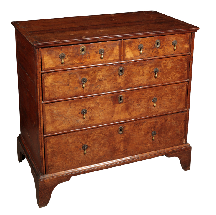 A GEORGE I WALNUT AND BURR WALNUT CHEST