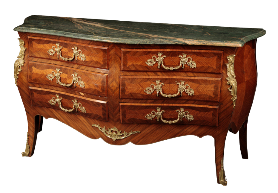 A PAIR OF LOUIS XV STYLE KINGWOOD AND MARBLE TOPPED SERPENTINE COMMODES - Image 3 of 3