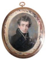 A 19TH CENTURY PORTRAIT MINIATURE OF A YOUNG GENTLEMAN