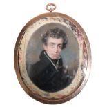 A 19TH CENTURY PORTRAIT MINIATURE OF A YOUNG GENTLEMAN