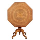 AN ITALIAN WALNUT AND MARQUETRY CENTRE TABLE