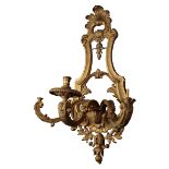 A LOUIS XIV STYLE GILT BRONZE WALL SCONCE OF LARGE PROPORTIONS