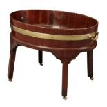 A GEORGE III MAHOGANY AND BRASS BOUND WINE COOLER