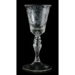 AN 18TH CENTURY DUTCH ENGRAVED WINE GLASS