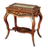 A LOUIS XV STYLE KINGWOOD, MARQUETRY AND GILT METAL MOUNTED JARDINIERE TABLE