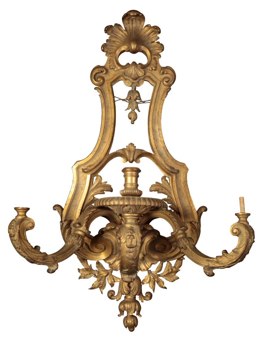 A LOUIS XIV STYLE GILT BRONZE WALL SCONCE OF LARGE PROPORTIONS - Image 2 of 2