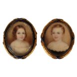 19TH CENTURY ENGLISH SCHOOL, PAIR OF PORTRAITS, 'YOUNG SISTERS'