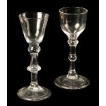 TWO SIMILAR 18TH CENTURY ENGLISH DRINKING GLASSES