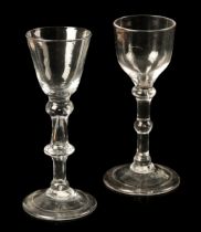 TWO SIMILAR 18TH CENTURY ENGLISH DRINKING GLASSES