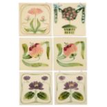 GEORG SCHMIDER: A GROUP OF SIX ART NOUVEAU FLORAL TILES