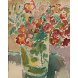 *ANTHEA CRAIGMYLE (1933-2016) A still life study of red flowers in a vase