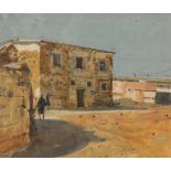*KEN HOWARD (1932-2022) Cypriot street scene with figures