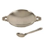 GEORG JENSEN: AN 'ACORN' PATTERN MINIATURE DISH AND SALT SPOON