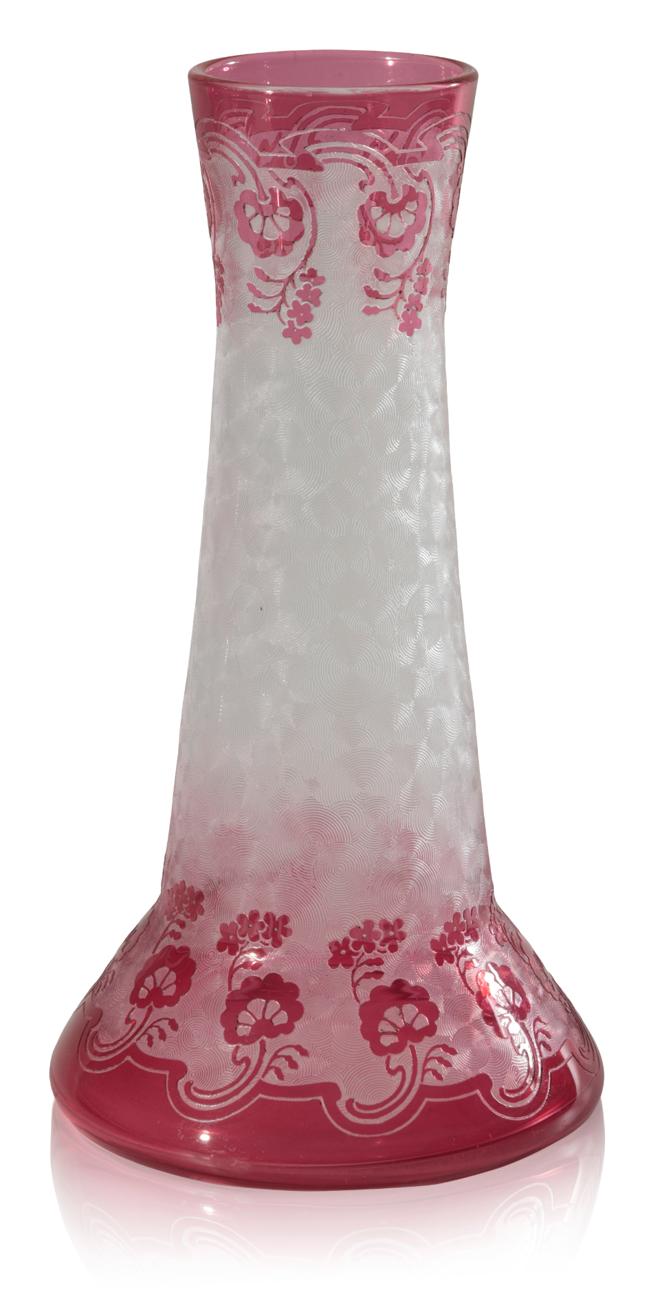 VAL SAINT LAMBERT: A CRANBERRY CAMEO VASE