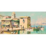 *CECIL ROCHFORT D'OYLY JOHN (1906 - 1993) A Mediterranean harbour scene