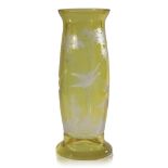 A BOHEMIAN FLASHED CITRINE VASE