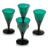 A SET OF FOUR FRENCH GREEN WINE GLASSES