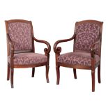 A PAIR OF FRENCH EMPIRE STYLE ARMCHAIRS