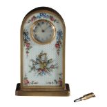 AN EARLY 20TH CENTURY ENAMELLED BRASS 'WINDSOR' TIMEPIECE