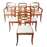 A SET OF SIX EMPIRE STYLE MAHOGANY DINING CHAIRS
