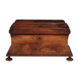 A REGENCY ROSEWOOD SARCOPHAGUS TEA CADDY