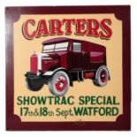 A SCAMMELL SHOWTRAC SPECIAL SIGN, ONE OF TWO PAINTED BY JOBY CARTER FOR THE 1ST SHOWTRAC GATHERING