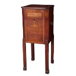 AN EDWARDIAN MAHOGANY AND MARQUETRY CELLARETTE